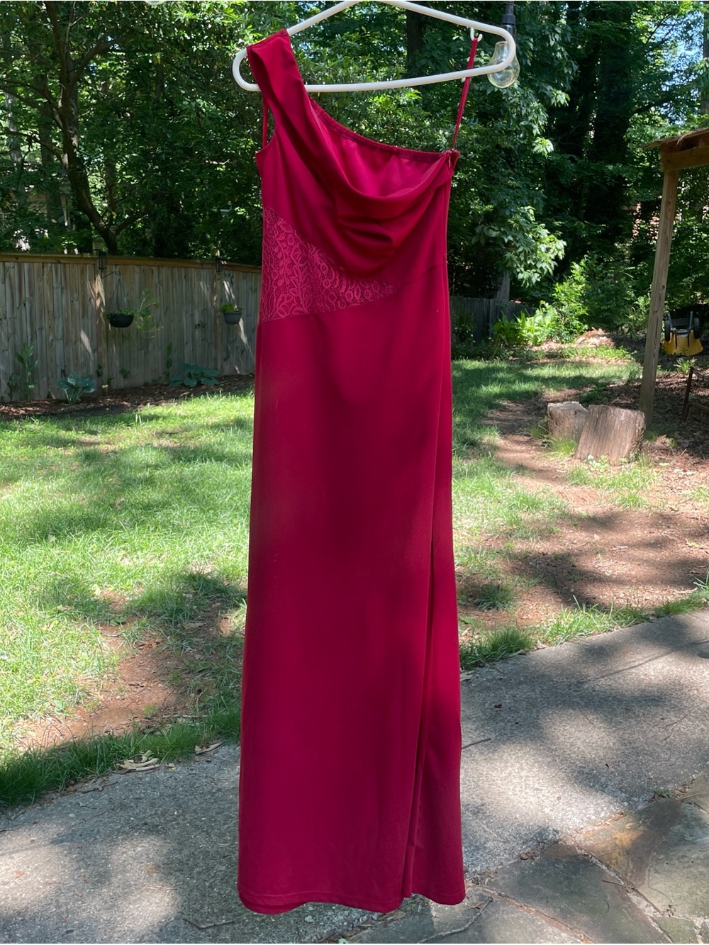 Size Small One-Shoulder Fuchsia Evening Gown